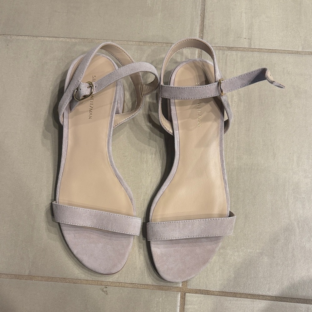 Stuart Weitzman Light beige Suede Ankle-Strap Sandals